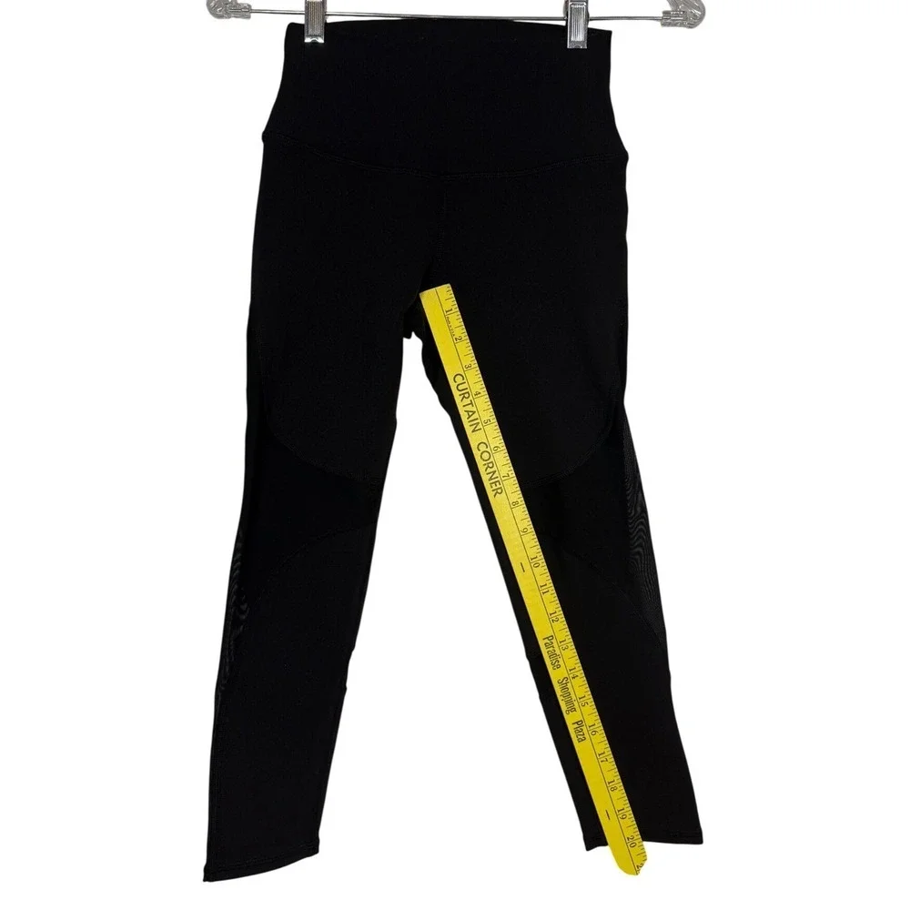 Alo Yoga High Waist Mesh Panel Leggings Black XXS Activewear Workout Crop